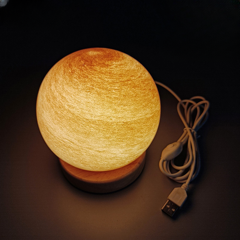 Bedside Lamp, 3D Planet Lamp, Glass Moon Lamp 3 Light Models,Moon Night Light Gift for Girls Boys Kid Birthday Valentine's Day Gift