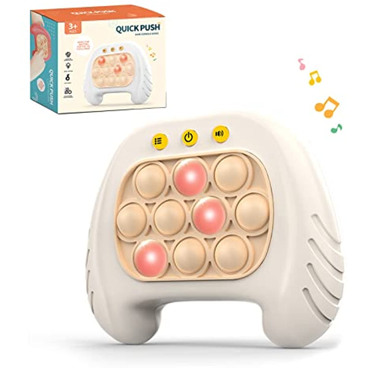 Speed Push Game Machine Puzzle Pop Game Machine Creative Decompression Game Console, Light Up Game Fidget Travel Games Toy for 3+ Years Old Toys Birthday Gift (White)