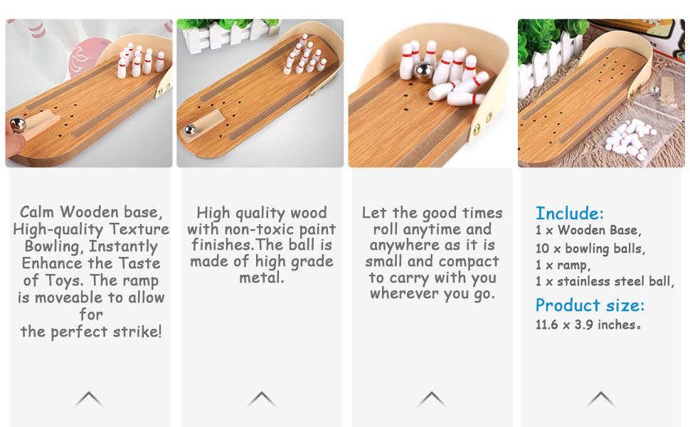 Mini Bowling Set, Wooden Tabletop Bowling Game Desk Toys Desktop Bowling Home Bowling Alleys, Desk Gifts for Coworkers