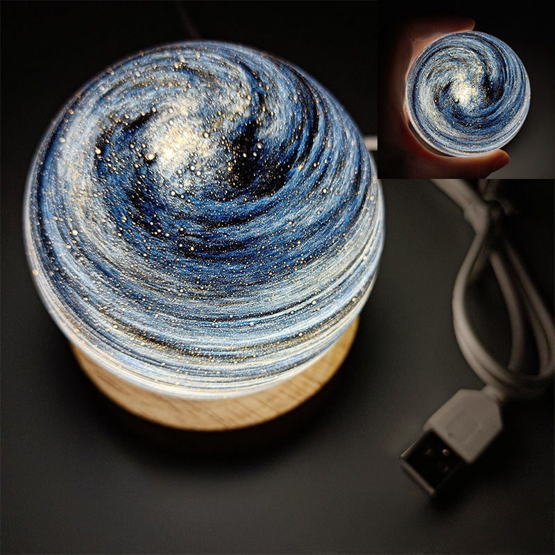 Bedside Lamp, 3D Planet Lamp, Glass Moon Lamp 3 Light Models,Moon Night Light Gift for Girls Boys Kid Birthday Valentine's Day Gift
