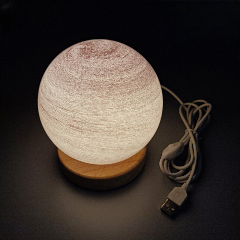 Bedside Lamp, 3D Planet Lamp, Glass Moon Lamp 3 Light Models,Moon Night Light Gift for Girls Boys Kid Birthday Valentine's Day Gift