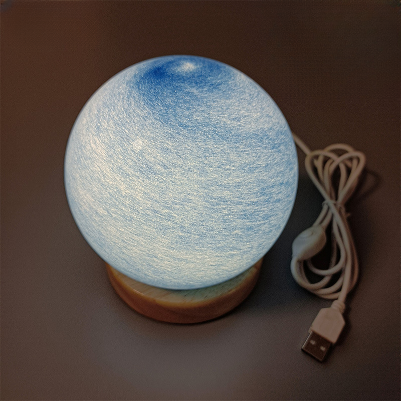 Bedside Lamp, 3D Planet Lamp, Glass Moon Lamp 3 Light Models,Moon Night Light Gift for Girls Boys Kid Birthday Valentine's Day Gift