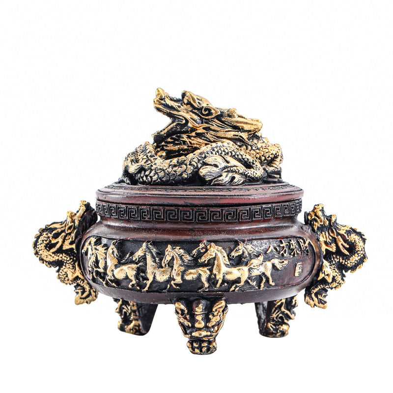 Resin Incense Burner 1Pc Incense Holder Antique Bronze Dragon Incense Burner for Home Decoration