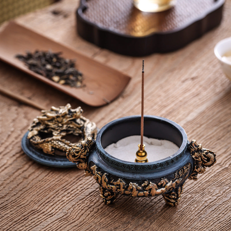 Resin Incense Burner 1Pc Incense Holder Antique Bronze Dragon Incense Burner for Home Decoration