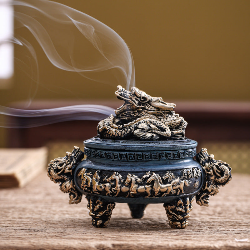 Resin Incense Burner 1Pc Incense Holder Antique Bronze Dragon Incense Burner for Home Decoration