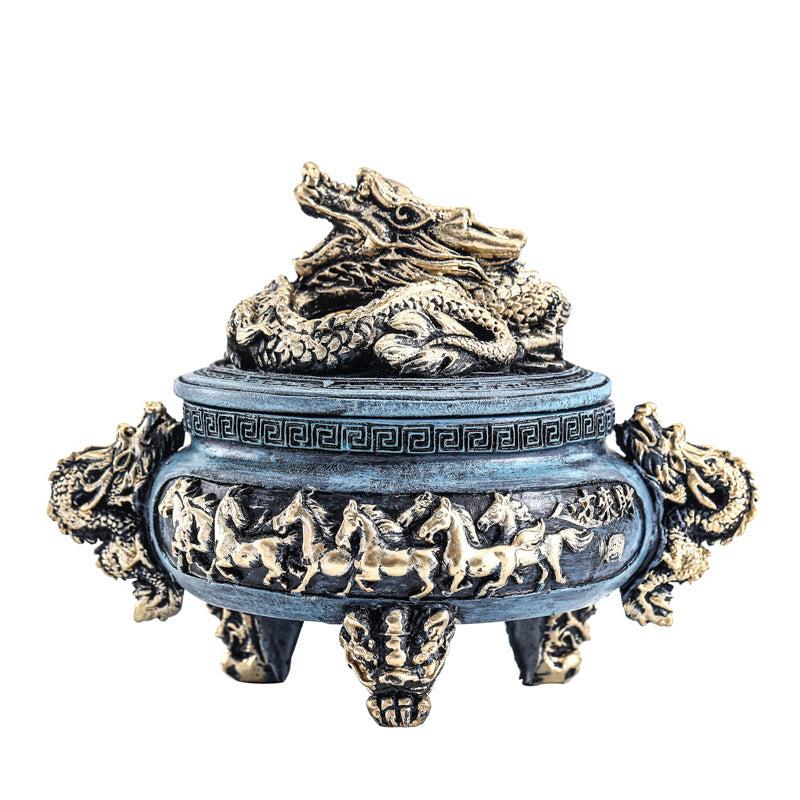 Resin Incense Burner 1Pc Incense Holder Antique Bronze Dragon Incense Burner for Home Decoration