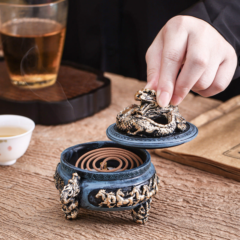 Resin Incense Burner 1Pc Incense Holder Antique Bronze Dragon Incense Burner for Home Decoration