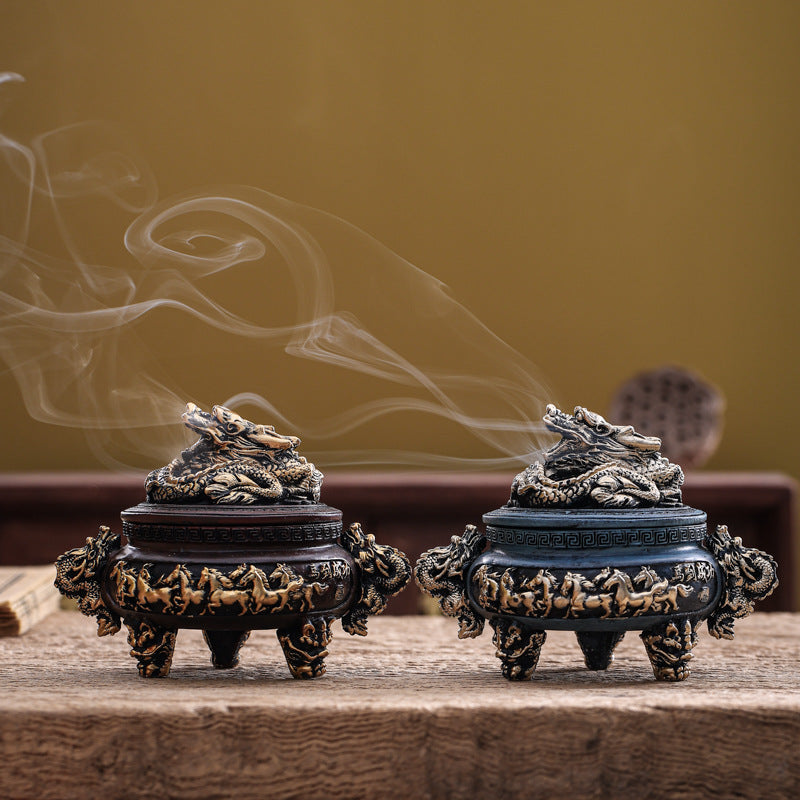 Resin Incense Burner 1Pc Incense Holder Antique Bronze Dragon Incense Burner for Home Decoration