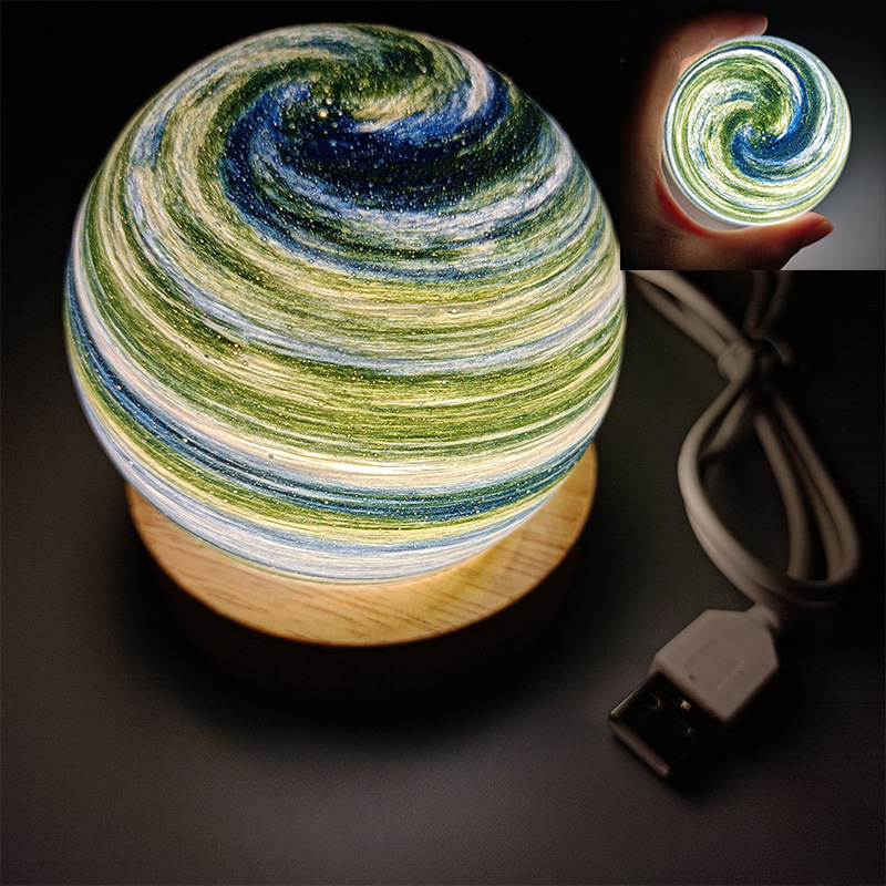 Bedside Lamp, 3D Planet Lamp, Glass Moon Lamp 3 Light Models,Moon Night Light Gift for Girls Boys Kid Birthday Valentine's Day Gift