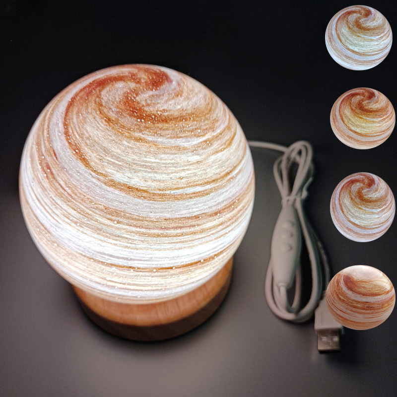 Bedside Lamp, 3D Planet Lamp, Glass Moon Lamp 3 Light Models,Moon Night Light Gift for Girls Boys Kid Birthday Valentine's Day Gift