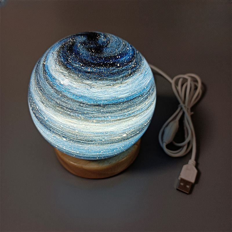 Bedside Lamp, 3D Planet Lamp, Glass Moon Lamp 3 Light Models,Moon Night Light Gift for Girls Boys Kid Birthday Valentine's Day Gift