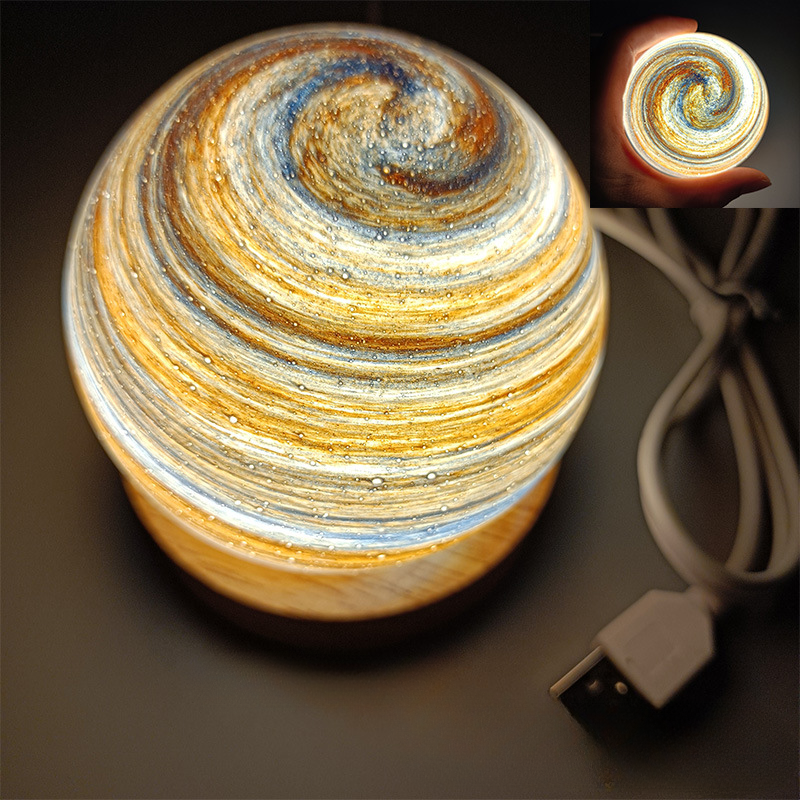 Bedside Lamp, 3D Planet Lamp, Glass Moon Lamp 3 Light Models,Moon Night Light Gift for Girls Boys Kid Birthday Valentine's Day Gift