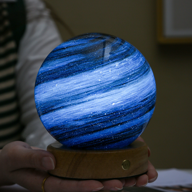 Bedside Lamp, 3D Planet Lamp, Glass Moon Lamp 3 Light Models,Moon Night Light Gift for Girls Boys Kid Birthday Valentine's Day Gift