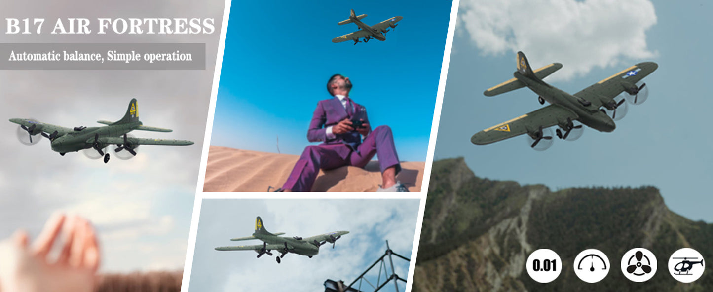 B-17 RC Plane Ready to Fly, Easy to Fly RC Glider for Kids & Beginners, Hobby Remote Control Airplane for Adults, RC Airplanes for Boys