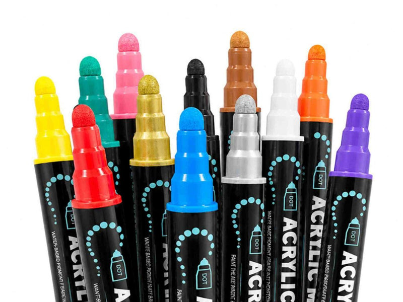 Dual Tip Acrylic Markers Watercolor Pen, Dot Tip Closeup, Vibrant Colors for Drawing, Graffiti and DIY Crafts