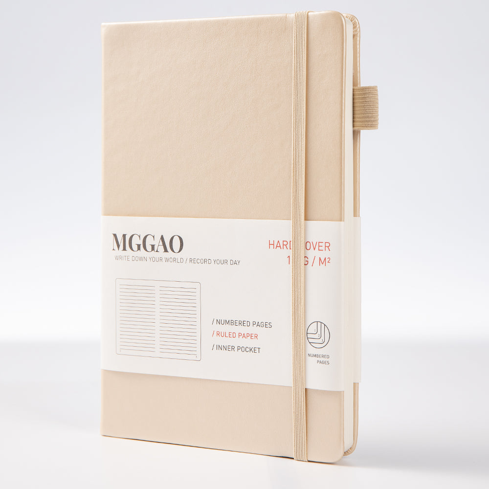 MGGAO A5 Ruled Journal 100 GMS Thick Paper with 188 Numbered Pages Premium Leather Hardcover Notebook for Personal Writing Study Notebook Office Travel Recording