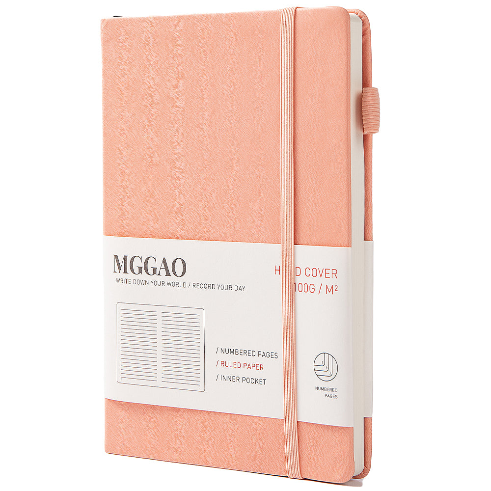 MGGAO A5 Ruled Journal 100 GMS Thick Paper with 188 Numbered Pages Premium Leather Hardcover Notebook for Personal Writing Study Notebook Office Travel Recording