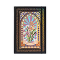 A5 black and purple holographic iris cardboard notebook with Dream Garden floral arch design, standing upright on a white background.