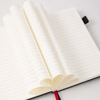 A5 Black Vegan Leather Notebook by MGGAO, Lay-flat Hardcover Journal with 100gsm Thick Paper and Lined Pages