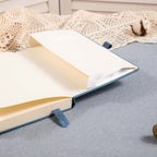 A5 Blue Vegan Leather Hummingbird Notebook Lay-flat, 180 Degree Open Design with Heart Shaped Inner Pocket