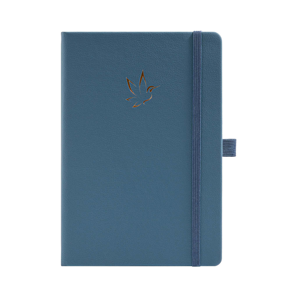 A5 Blue Vegan Leather Hummingbird Notebook with Gold Foil Emboss