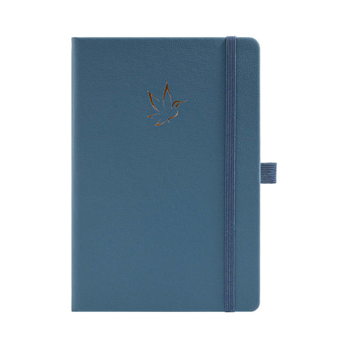 A5 Blue Vegan Leather Hummingbird Notebook with Gold Foil Emboss