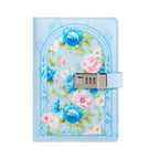 A5 Blue Floral Vegan Leather Lockable Notebook