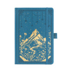 A5 Blue Vegan Leather Mountain Notebook | Matte Gold Hardcover