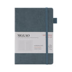 MGGAO A5 Grey Vegan Leather Notebook with Packaging Sleeve, 188 Numbered Pages Journal