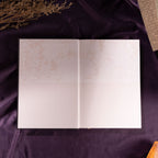 A5 Dark Purple Taupe Floral Tapestry Hardcover Notebook Endpaper, Floral Patterned Flyleaf on Purple Silk