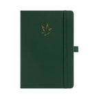 A5 Green Vegan Leather Hummingbird Notebook with Gold Foil Emboss