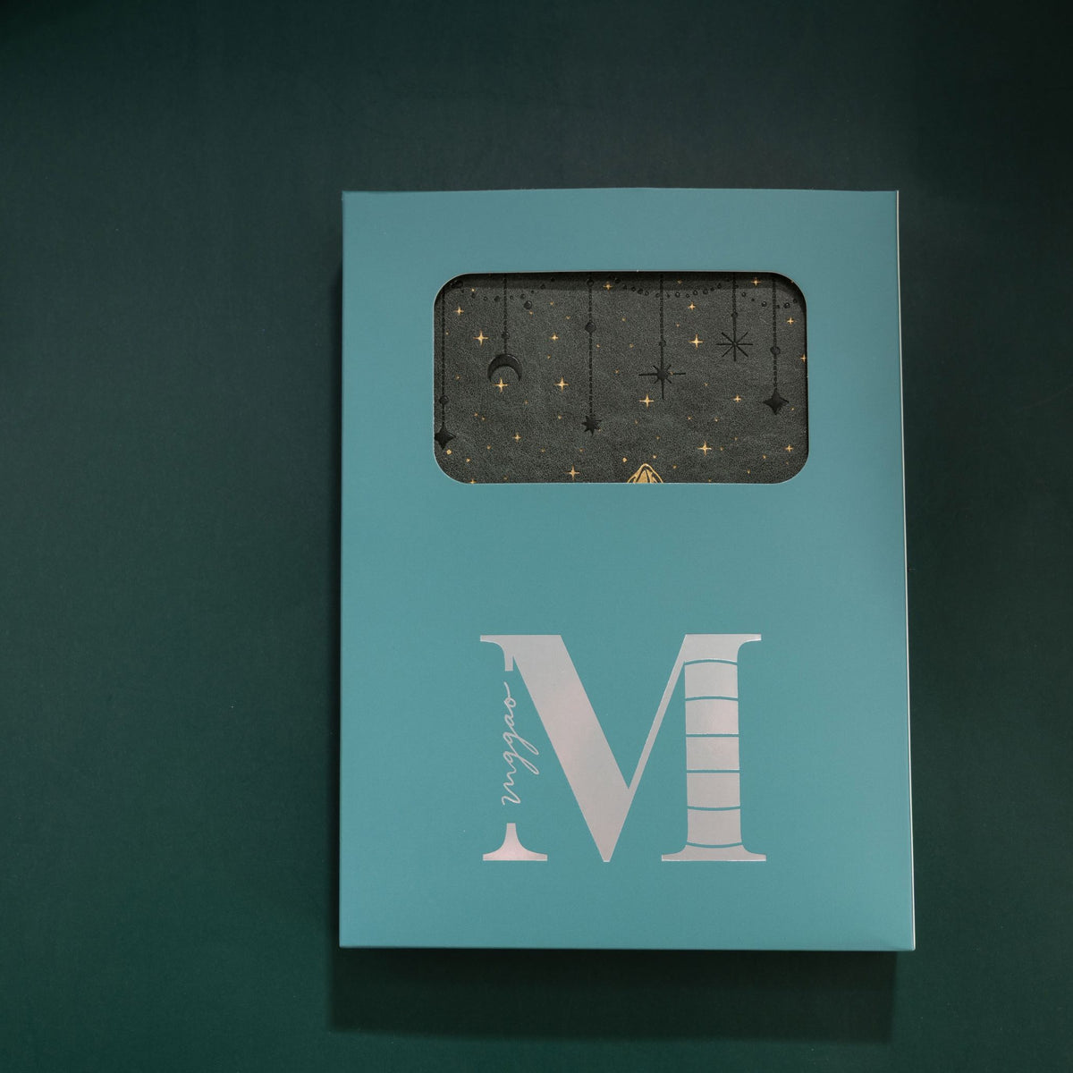 A5 Green Vegan Leather Mountain Notebook | Matte Gold Hardcover