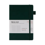 MGGAO A5 Green Vegan Leather Notebook with Packaging Sleeve, 188 Numbered Pages Journal