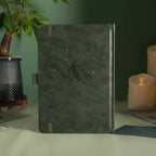 A5 Green Vegan Leather Mountain Notebook | Matte Gold Hardcover