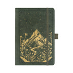 A5 Green Vegan Leather Mountain Notebook | Matte Gold Hardcover