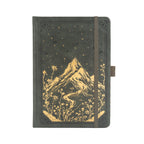 A5 Green Vegan Leather Mountain Notebook | Matte Gold Hardcover