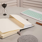 A5 Grey Vegan Leather Hummingbird Notebook Lay-flat, 180 Degree Open Design with Inner Pocket