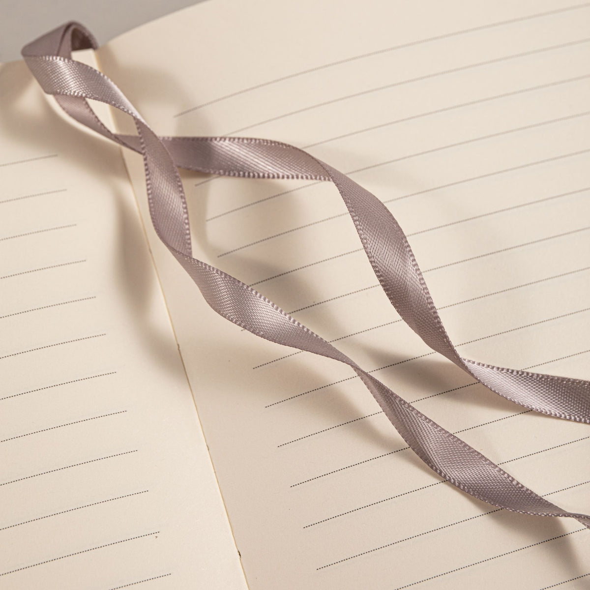 A5 Grey Vegan Leather Hummingbird Notebook Detail, Ribbon Bookmark on 7mm Ruled Lined Paper