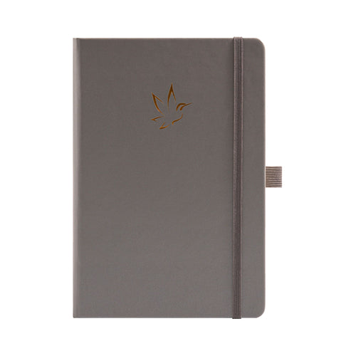 A5 Grey Vegan Leather Hummingbird Notebook with Gold Foil Emboss