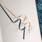 A5 Indigo Blue Floral Cameo Hardcover Notebook Open, Lined Pages with Two-Tone Ribbon Bookmarks