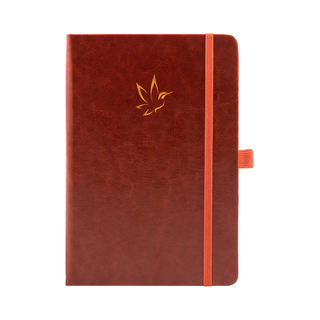 A5 Red Vegan Leather Hummingbird Notebook with Gold Foil Emboss