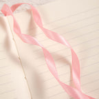 A5 Pink Vegan Leather Hummingbird Notebook Detail, Pink Ribbon Bookmark on 7mm Ruled Lined Paper