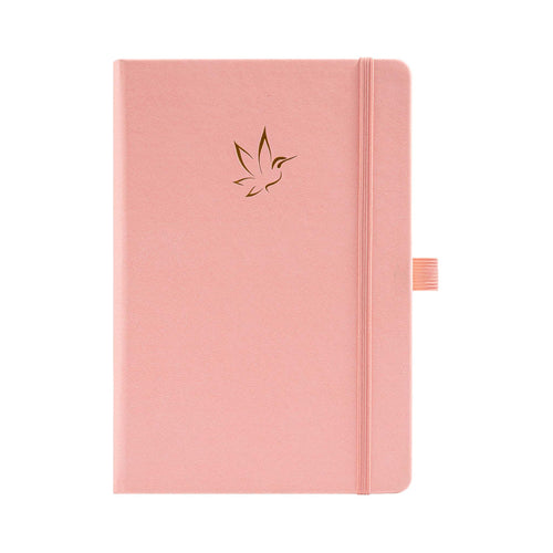 A5 Pink Vegan Leather Hummingbird Notebook with Gold Foil Emboss