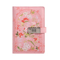 A5 Pink Floral Vegan Leather Lockable Notebook