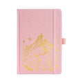 A5 Pink Vegan Leather Mountain Notebook | Matte Gold Hardcover