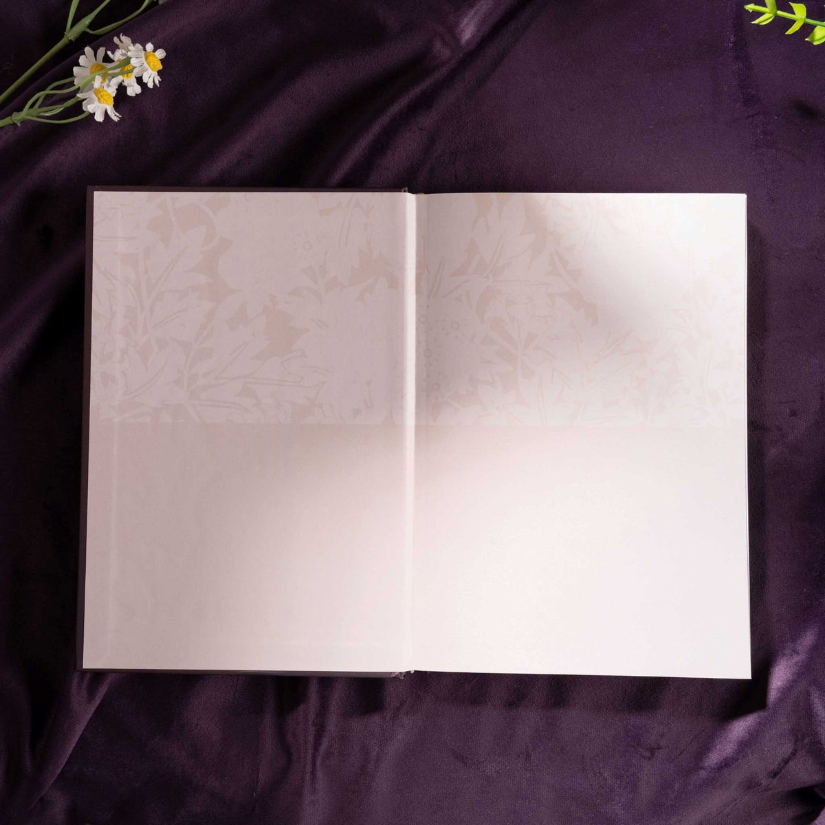 A5 Purple Taupe Floral Tapestry Hardcover Notebook Endpaper, Floral Patterned Flyleaf on Purple Silk