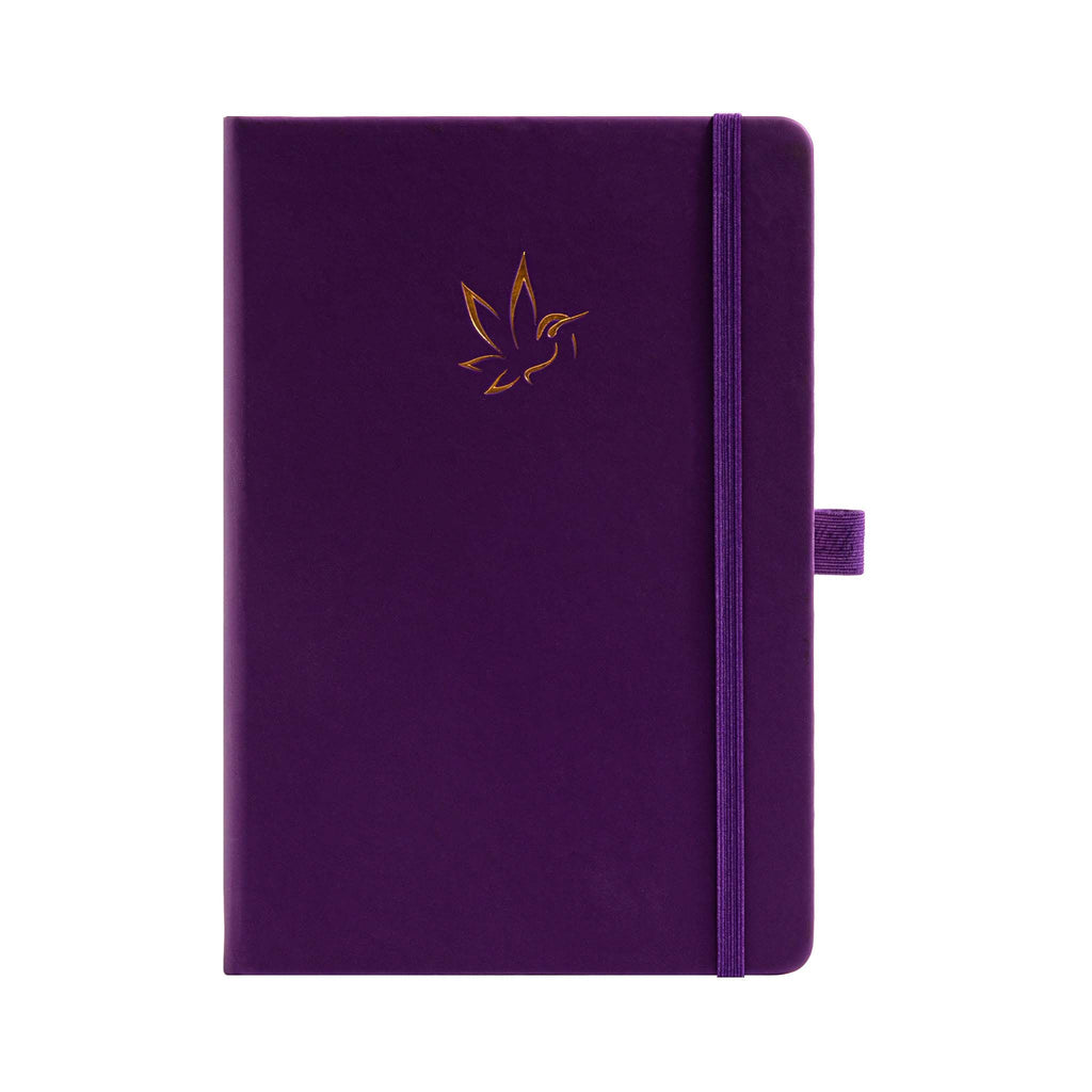 A5 Purple Vegan Leather Hummingbird Notebook with Gold Foil Emboss