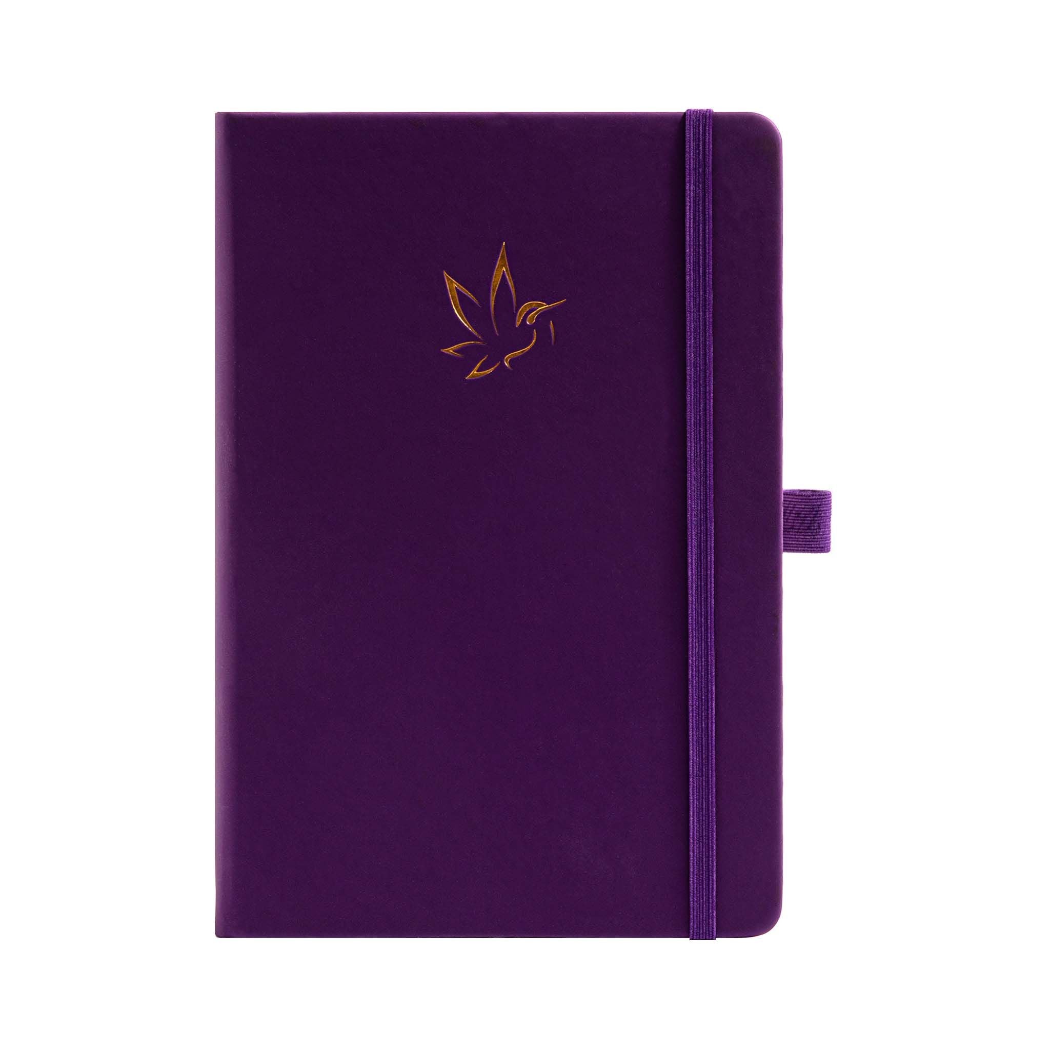 A5 Purple Vegan Leather Hummingbird Notebook with Gold Foil Emboss
