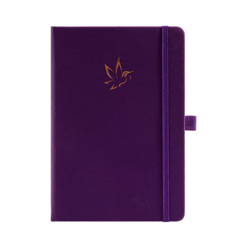 A5 Purple Vegan Leather Hummingbird Notebook with Gold Foil Emboss