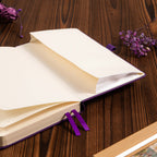 A5 Purple Vegan Leather Hummingbird Notebook Lay-flat, 180 Degree Open Design with Inner Pocket